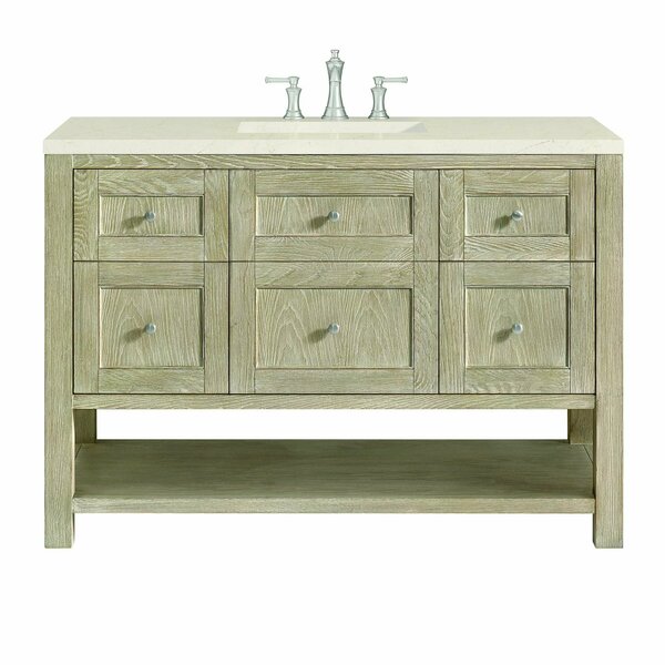 James Martin Vanities 48'' Single Vanity, Whitewashed Oak w/ 3 CM Eternal Marfil Quartz Top 330-V48-WWO-3EMR